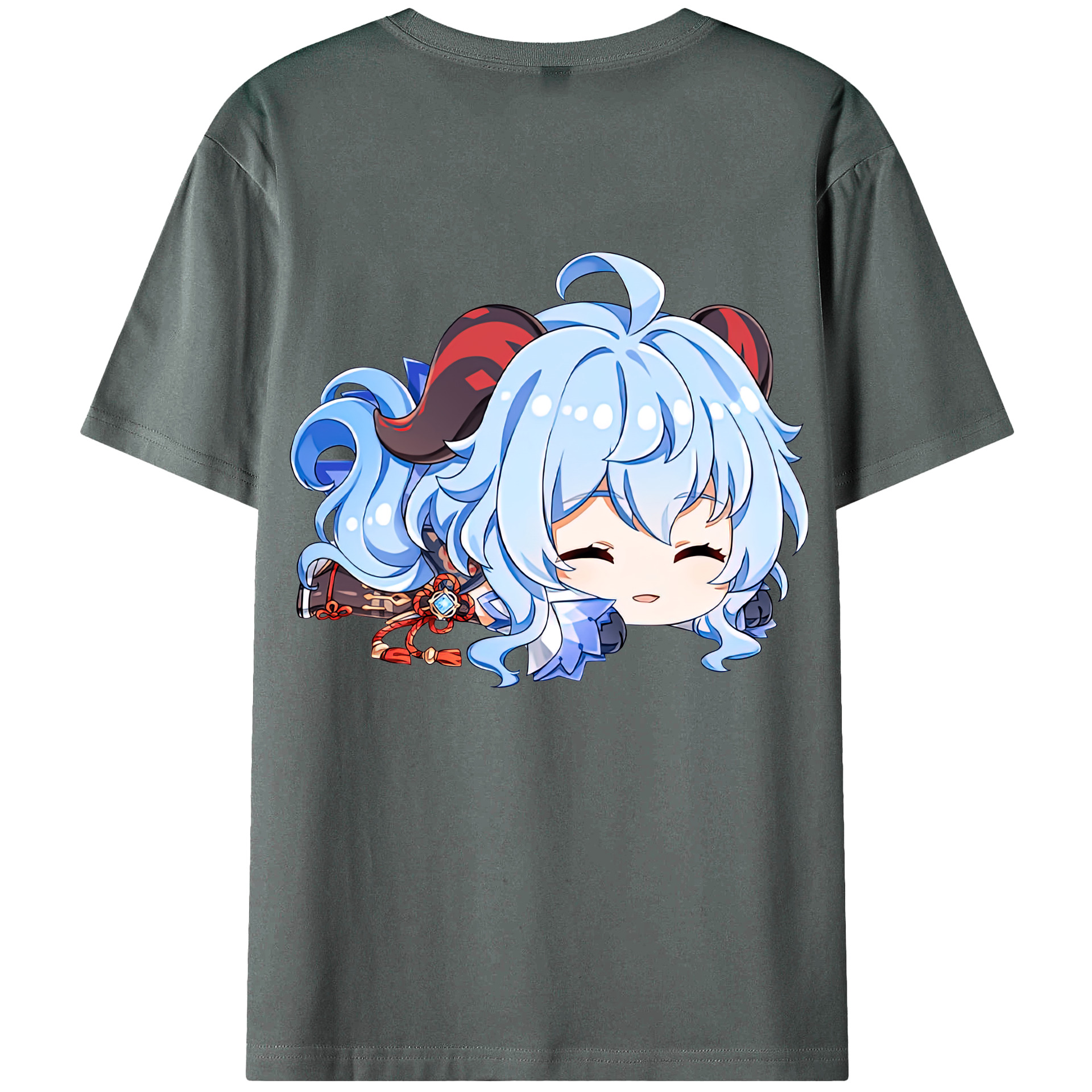 げんし神 甘雨 かんう genshin Ganyu 綿100％ メンズ半袖Tシャツ（バックプリント） 通気性